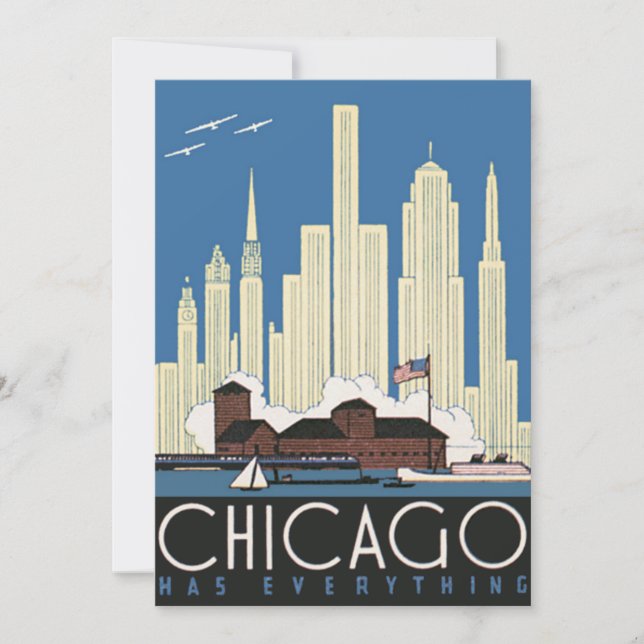 Vintage Travel Chicago hat alles, was City Skyline (Vorderseite)