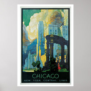 Vintage Travel Chicago Illinois America Poster