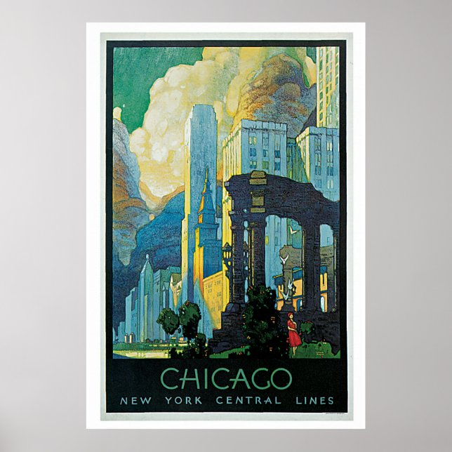 Vintage Travel Chicago Illinois America Poster (Vorne)