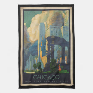 Vintage Travel Chicago New York Central Lines Handtuch
