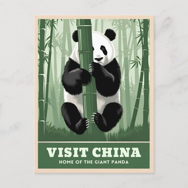 Vintage Travel China Panda Naturschutzgebiet  Retr Postkarte (Vorderseite)