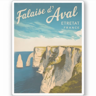 Vintage Travel Cliffs of Etretat Frankreich Landsc Aufkleber
