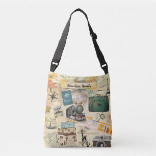 Vintage Travel Collage Crossbody Bag Tragetaschen Mit Langen Trägern