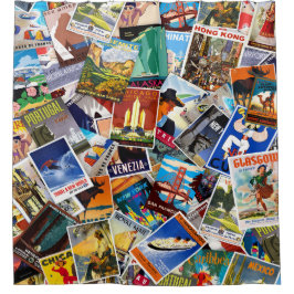 Vintage Travel Collage Nr. 3 Duschvorhang