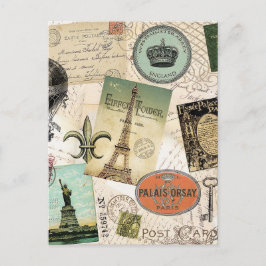 Vintage Travel Collage Postkarte