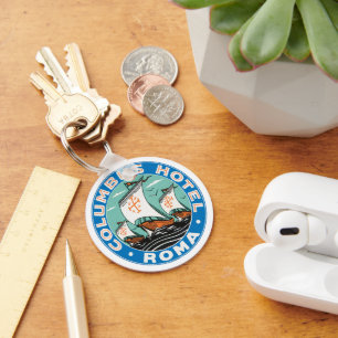 Vintage Travel, Columbus Hotel in Rome Italy Schlüsselanhänger