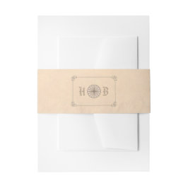 Vintage Travel Compass Wedding Einladungsbanderole