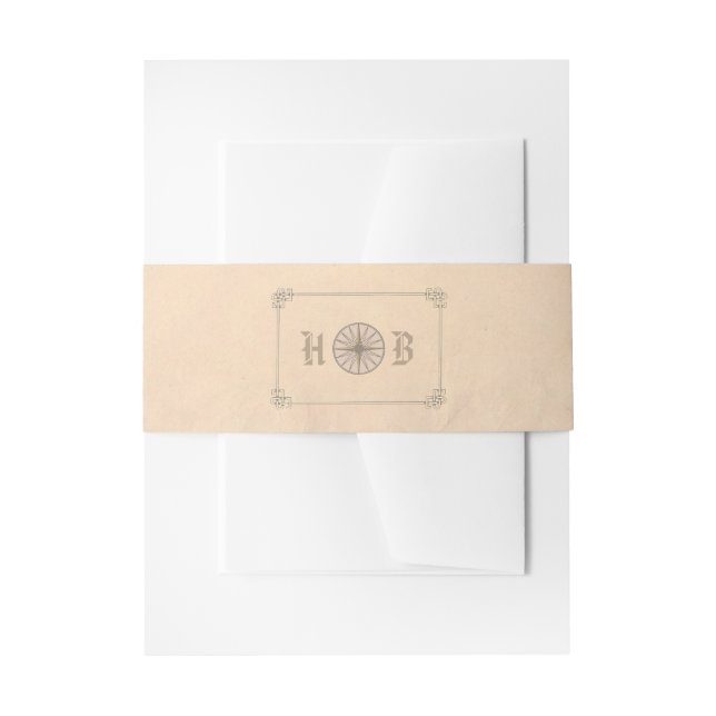 Vintage Travel Compass Wedding Einladungsbanderole (Vorderseite Beispiel)