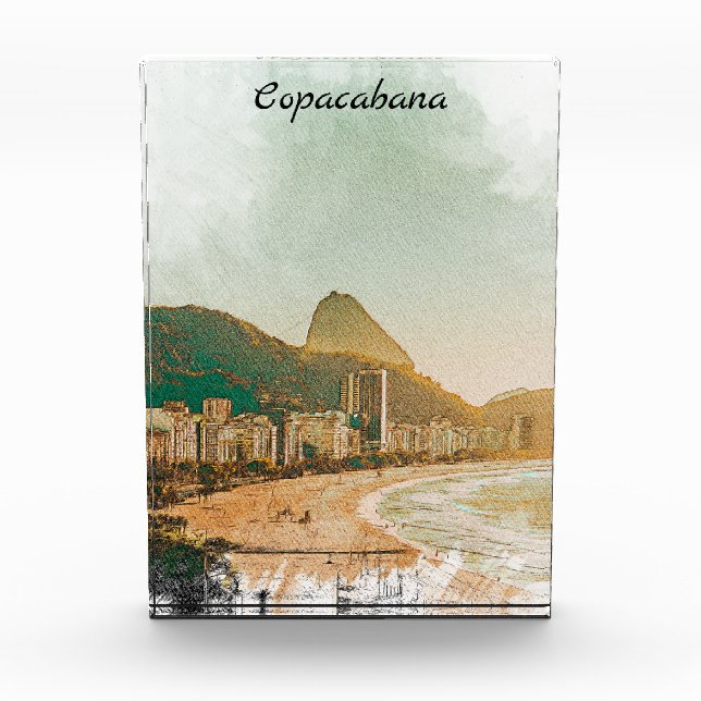Vintage Travel Copacabana Beach Rio de Janeiro Fotoblock (Vorderseite)
