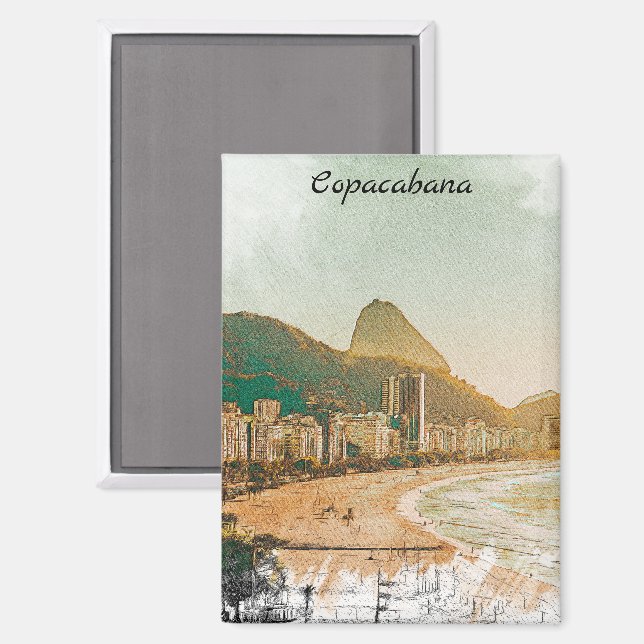 Vintage Travel Copacabana Beach Rio de Janeiro Magnet (Vorderseite/Rückseite)