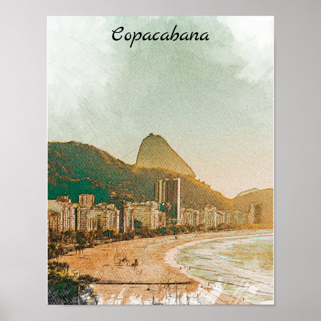 Vintage Travel Copacabana Beach Rio de Janeiro Poster (Vorne)
