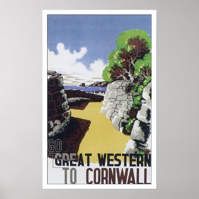 Vintage Travel Cornwall England Poster (Vorne)