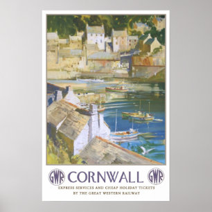Vintage travel,Cornwall Poster