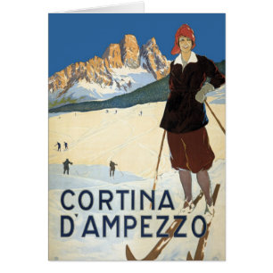 Vintage Travel Cortina d'Ampezzo, Italien Ski Alpe