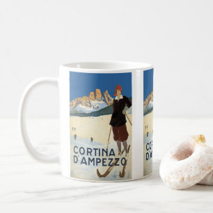 Vintage Travel Cortina d'Ampezzo, Italien Ski Alpe Kaffeetasse