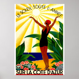 Vintage Travel - Côte d'Azur - Französische Rivier Poster