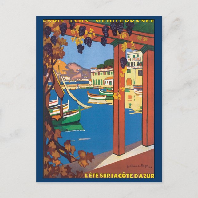 Vintage Travel, Côte d'Azur Postkarte (Vorderseite)