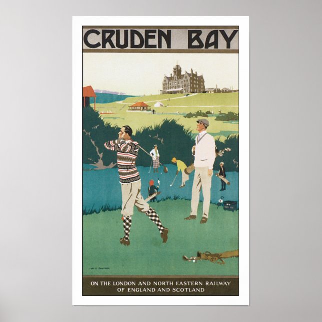 Vintage Travel Cruden Bay Golf spielen Poster (Vorne)
