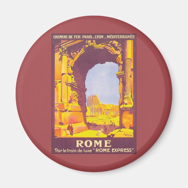 Vintage Travel, das Kolosseum Rom Italien Italien Magnet (Vorne)