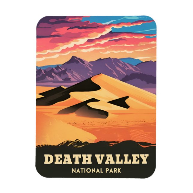 Vintage Travel Death Valley Nationalpark Sunset Magnet (Vertikal)