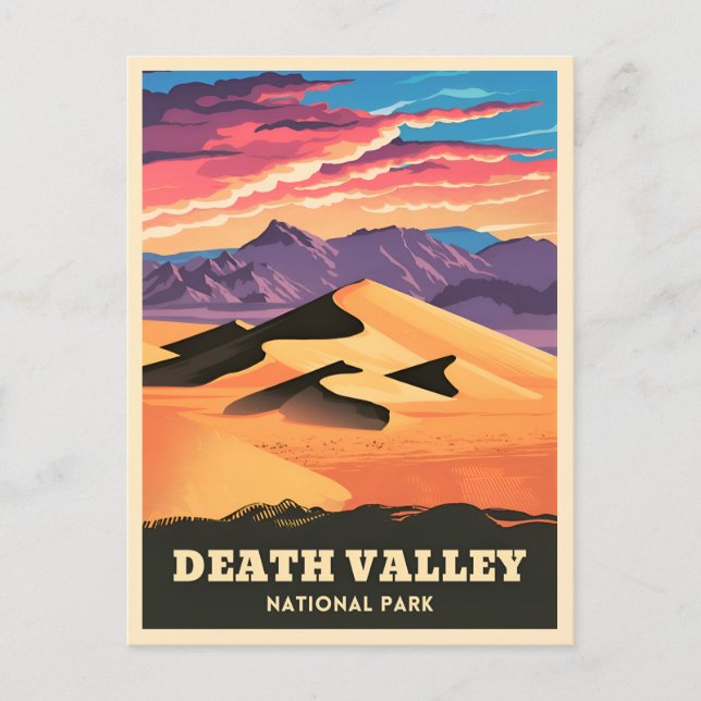 Vintage Travel Death Valley Nationalpark Sunset Postkarte (Vorderseite)