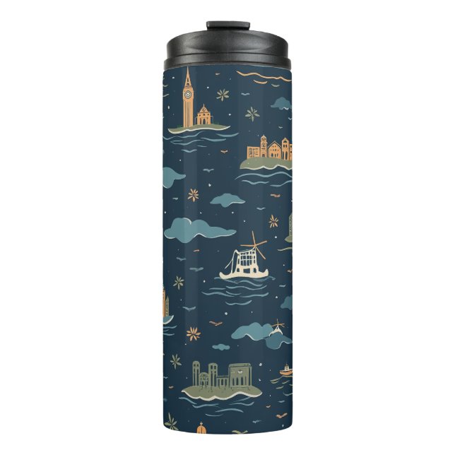 Vintage Travel Design Tumblers Thermosbecher (Vorderseite)