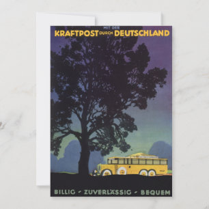 Vintage Travel, Deutschland, Gelber Bus bei Nacht