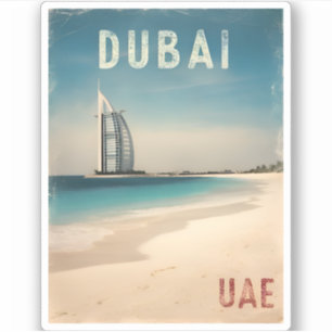 Vintage Travel Dubai UAE Beach Retro Landschaftlic Aufkleber