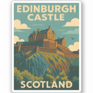 Vintage Travel Edinburgh Castle Scotland Retro Aufkleber