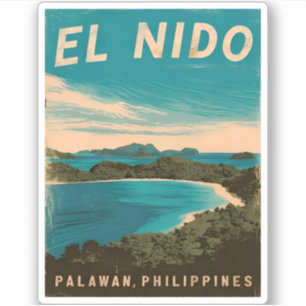 Vintage Travel El Nido Philippines Retro Landschaf Aufkleber