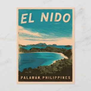 Vintage Travel El Nido Philippines Retro Landschaf Postkarte