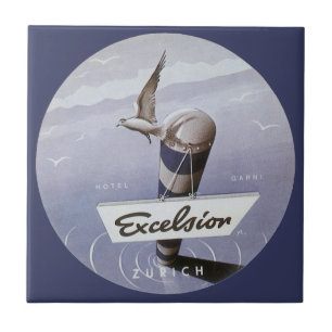 Vintage Travel Excelsior Hotel Zurich Schweiz Fliese