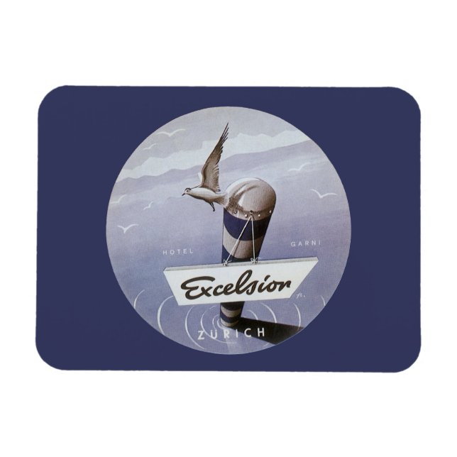 Vintage Travel Excelsior Hotel Zurich Schweiz Magnet (Horizontal)