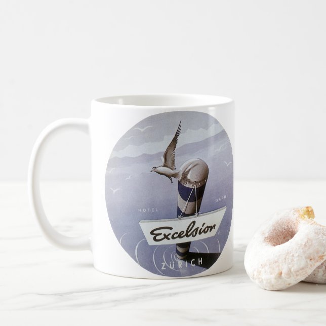 Vintage Travel Excelsior Hotel Zurich Schweiz Tasse (Mit Donut)