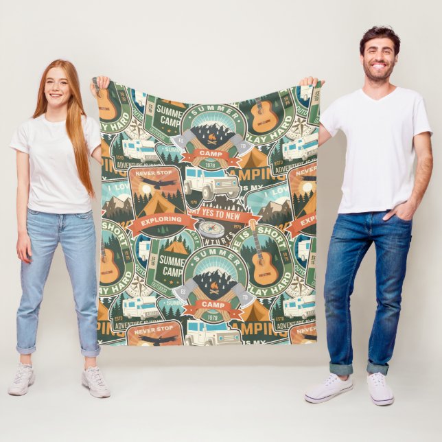 Vintage Travel Explorer-Muster Fleecedecke (Beispiel)