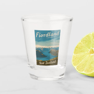 Vintage Travel Fiordland New Zealand Retro Scenic Schnapsglas