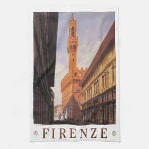 Vintage Travel, Firenze, Florenz, Palazzo Vecchio Geschirrtuch