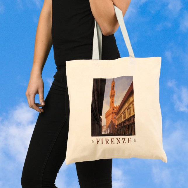 Vintage Travel, Firenze, Florenz, Palazzo Vecchio Tragetasche (Von Creator hochgeladen)