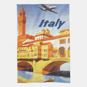 Vintage Travel Florenz Firenze Italien Brücke Flus Geschirrtuch