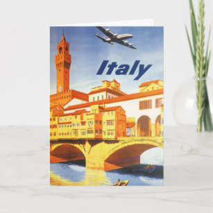 Vintage Travel Florenz Firenze Italien Brücke Flus Karte