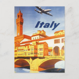 Vintage Travel Florenz Firenze Italien Brücke Flus Postkarte