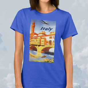 Vintage Travel Florenz Firenze Italien Brücke Flus T-Shirt