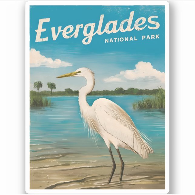 Vintage Travel Florida Everglades Natur Aufkleber (Vorderseite)