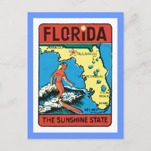 Vintage Travel Florida FL Staat Label Postkarte