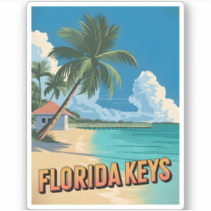 Vintage Travel Florida Keys Beach Landschaftlich Aufkleber
