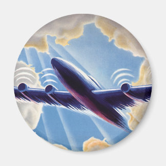 Vintage Travel, Flugzeug in Wolken in Sky Magnet
