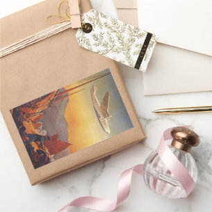 Vintage Travel, Flugzeug Over Junks in Hongkong Rechteckiger Aufkleber