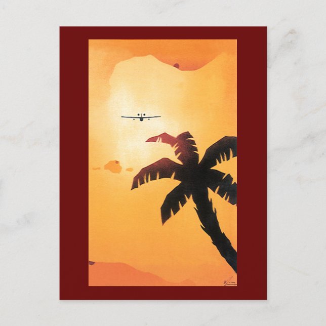 Vintage Travel, Flugzeug über Hawaii Postkarte (Vorderseite)