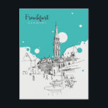 Vintage Travel Frankfurt Skyline Deutschland Vinta Postkarte<br><div class="desc">Vintag,  Retro,  Reisen,  modern,  Aquarell,  Classic,  Frankfurt,  Deutschland,  Souvenir, </div>