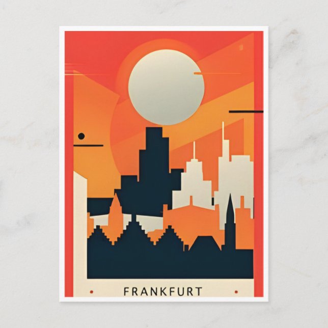 Vintage Travel Frankfurt Skyline Deutschland Vinta Postkarte (Vorderseite)